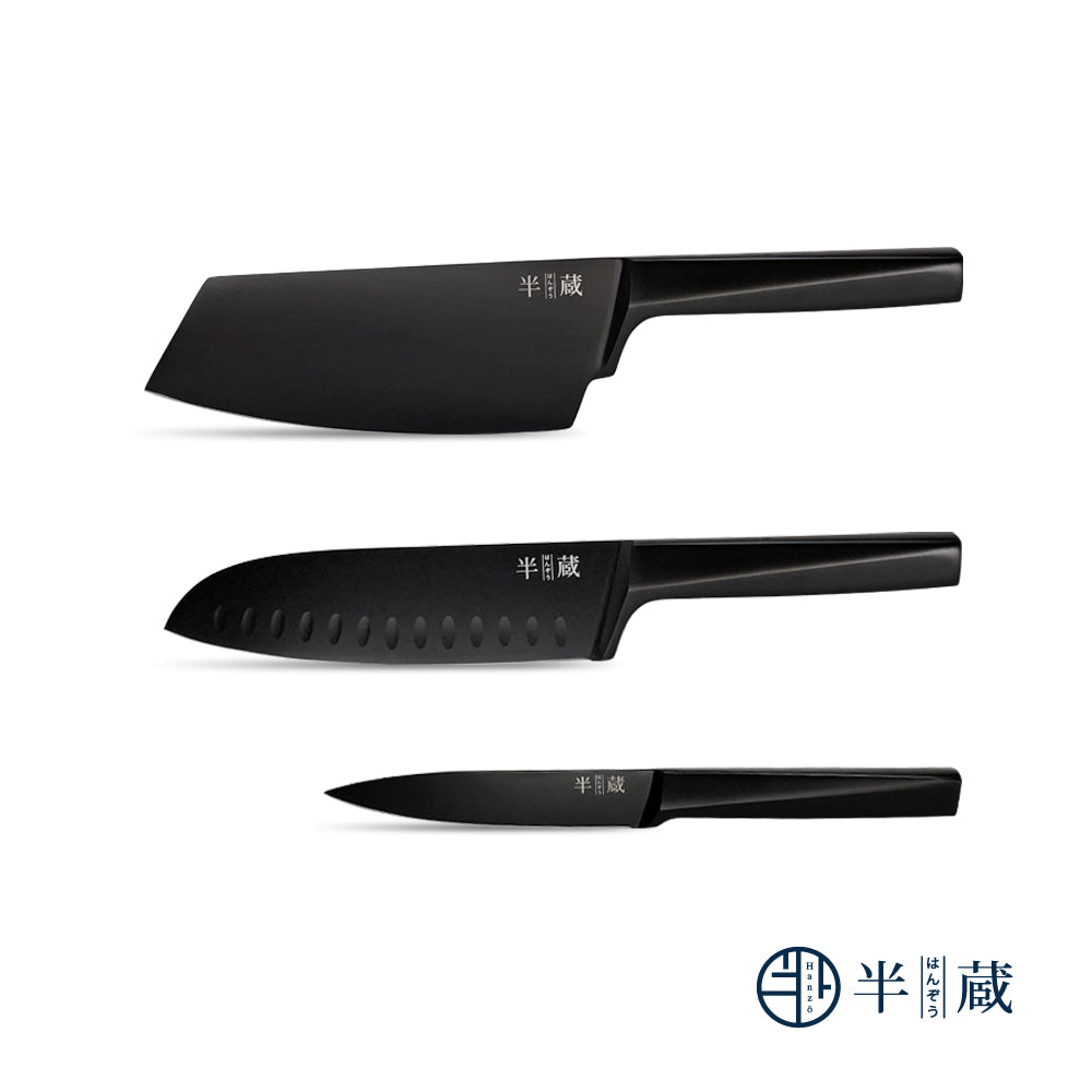 最後3組【半藏HANZO】 黑藏系列 420不鏽鋼一體成型刀具組 (片刀、三德刀、萬用刀)