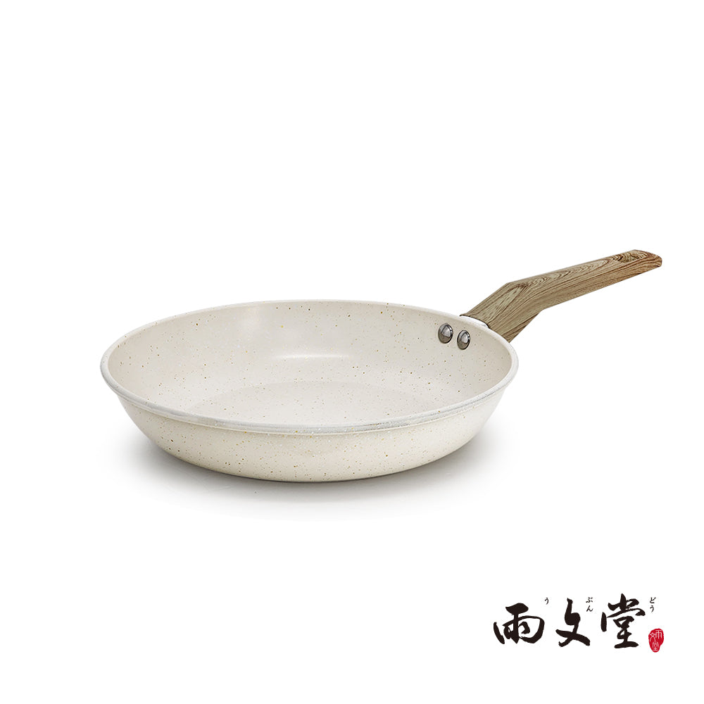【雨文堂】麥飯石吹雪白不沾平底鍋24cm - IH
