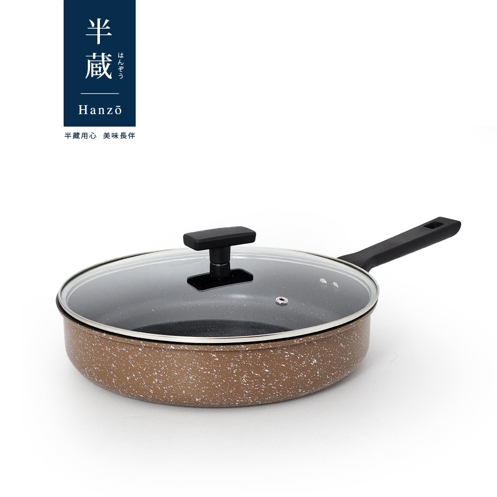 半藏HANZO 30cm銅藏淘金生鐵深煎鍋(含蓋)