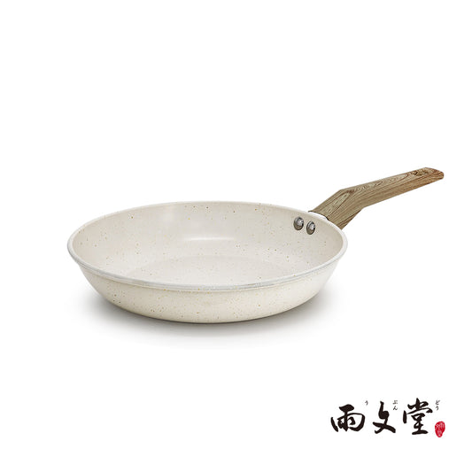 【雨文堂】麥飯石吹雪白不沾平底鍋24cm - IH
