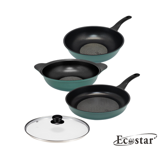 【ECOSTAR】鈦鑽不沾鍋具組 - 橄欖墨綠