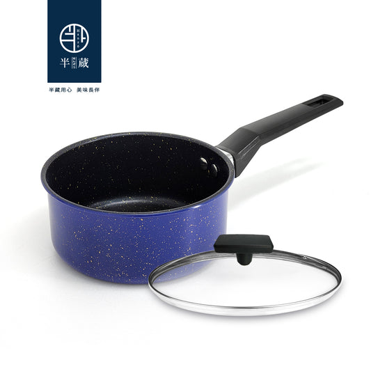 【半藏】麥飯石不沾藍藏奶鍋16cm - IH