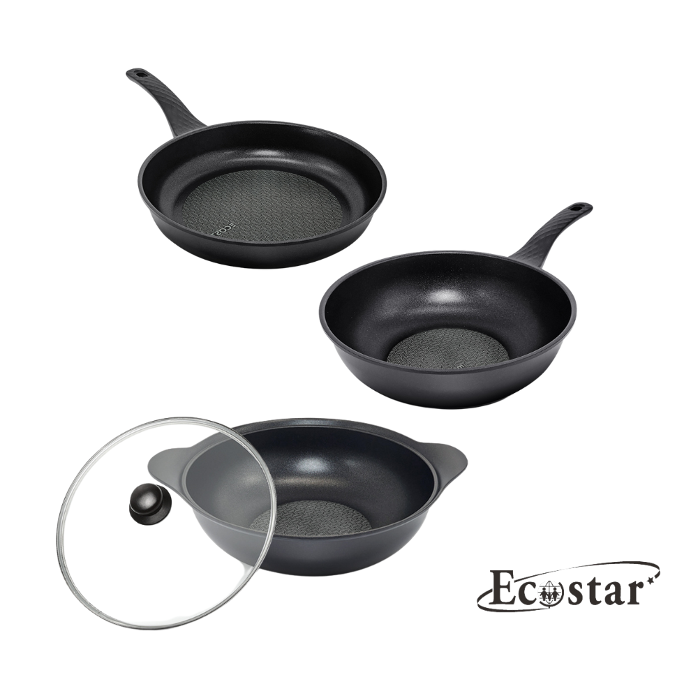 【ECOSTAR】鈦鑽不沾鍋具組  - 曜石黑