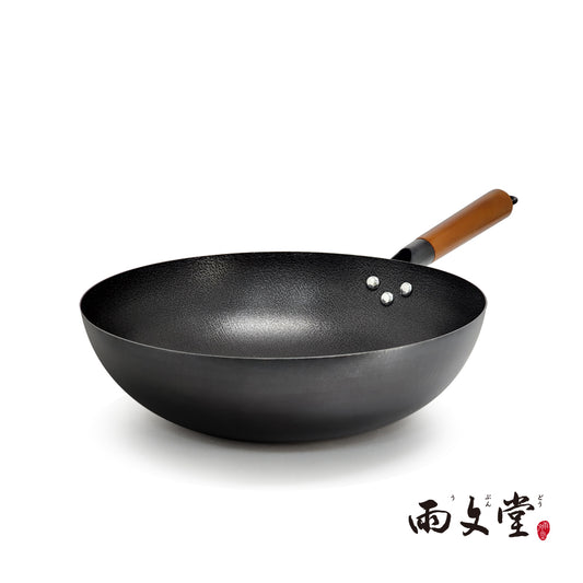 【雨文堂】窒化鐵麒麟紋炒鍋32cm